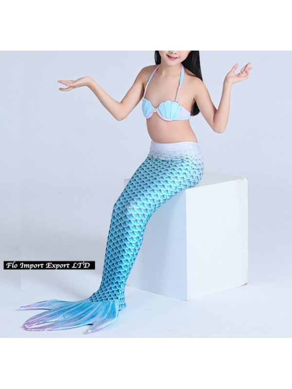 Costume Coda Sirena 4 Punte Bambina Mare Piscina SMZ013