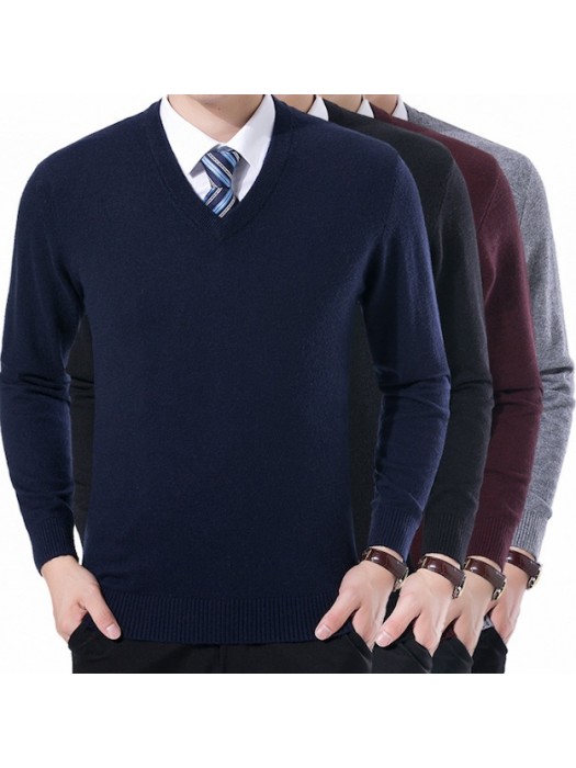 Maglione Uomo Scollo a V Slim Fit Cashmere SWMAN04