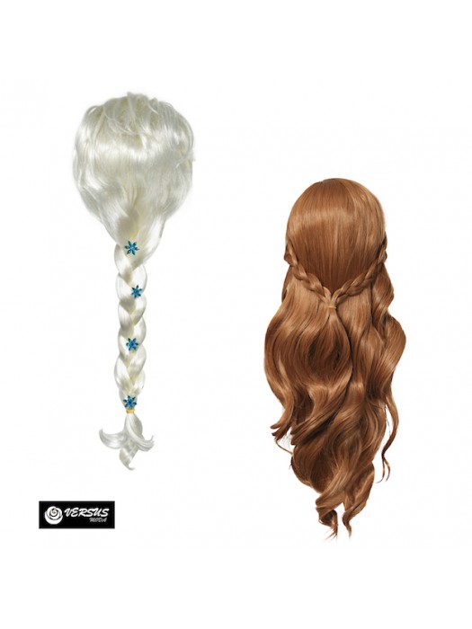 Simile Frozen Anna Elsa 2 Parrucca Carnevale WAFF004-5