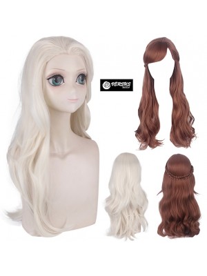 Simile Frozen Anna Elsa 2 Parrucca Capelli Sciolti Carnevale WAFF008-9