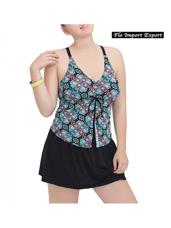 Tankini Due Pezzi Push-up Per Donna Taglie Forti, Vita Alta Con Pantaloncino, Controllo Pancia, Per Nuoto E Estate