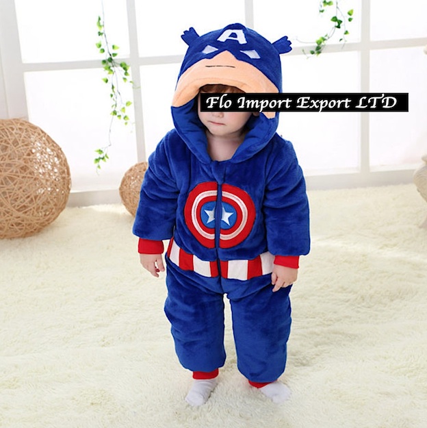 Capitan America Costume Carnevale Calda Tuta Pile Imbottita CABABY01