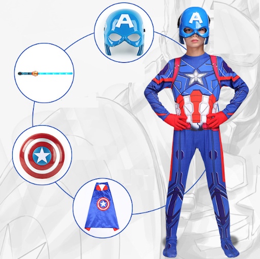 Simile Capitan America Vestito Costume Carnevale Bambino Uomo Capmk01
