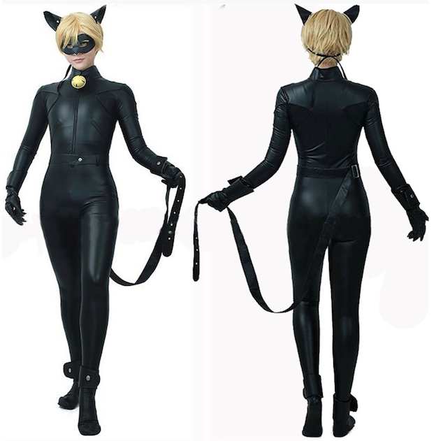 Costume Gatto con coda Nero Carnevale CHAN06