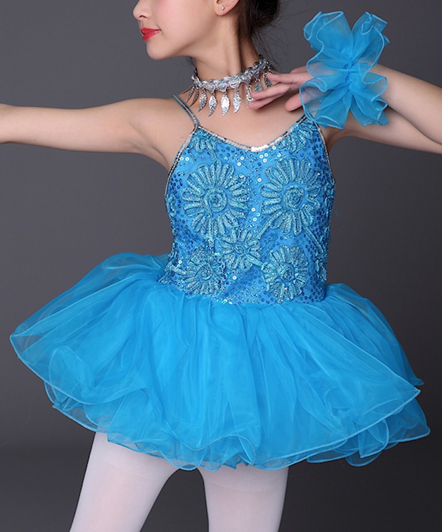 Vestito Tutù Saggio Danza Bambina Paillettes Girl Ballet Tutu Dress DANC128 