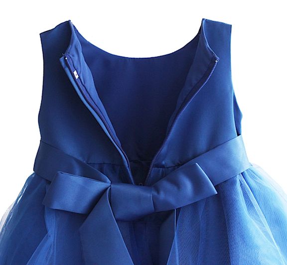 FYMNSI Vestito Da Bambina Con Ricamo Floreale E Tutù In Tulle – Abito Da Principessa Per Matrimoni E Feste, Senza Maniche, Colore Blu, Taglia 2-3 Anni (100)